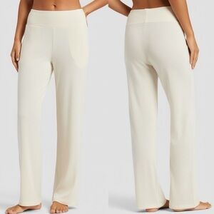 Cozy Earth Women's Rib Knit Bamboo Lounge Pull On Pajama Pant Small Ivory NEW